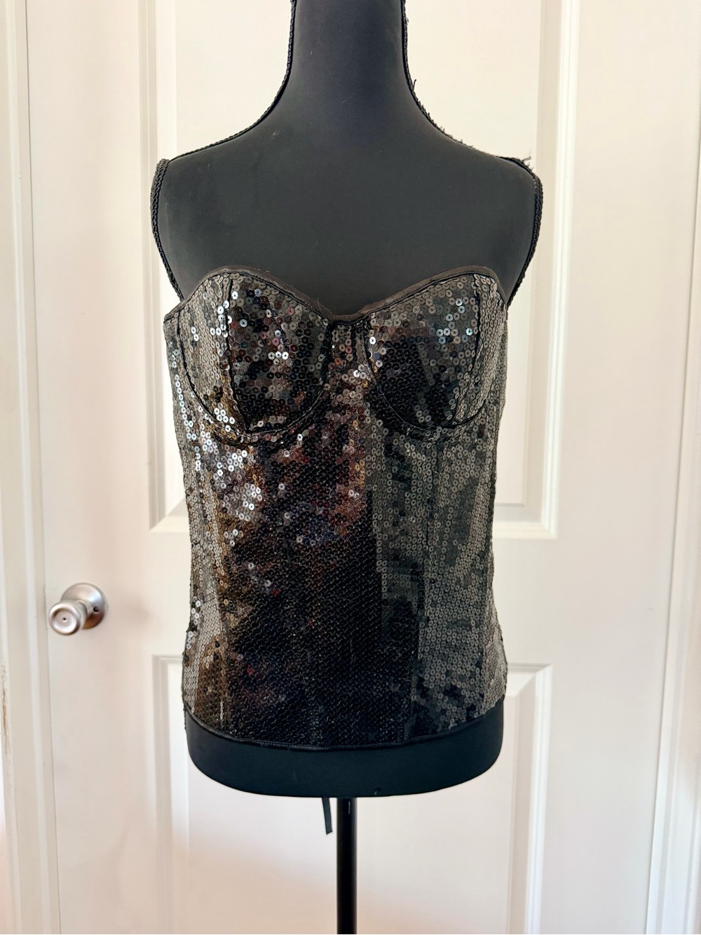 Daisy Corsets Black Sequined Bustier Top